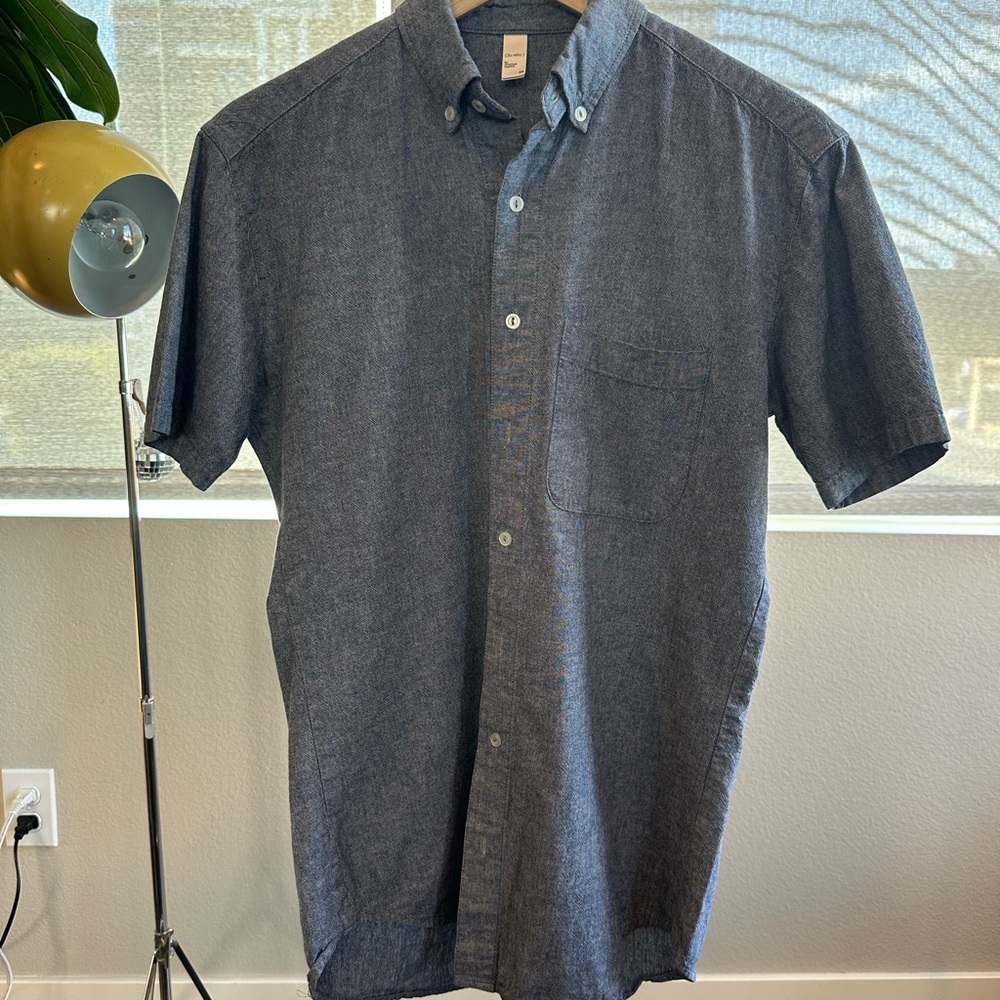 American Apparel Blue-Gray Casual Button Down Chambray Shirt